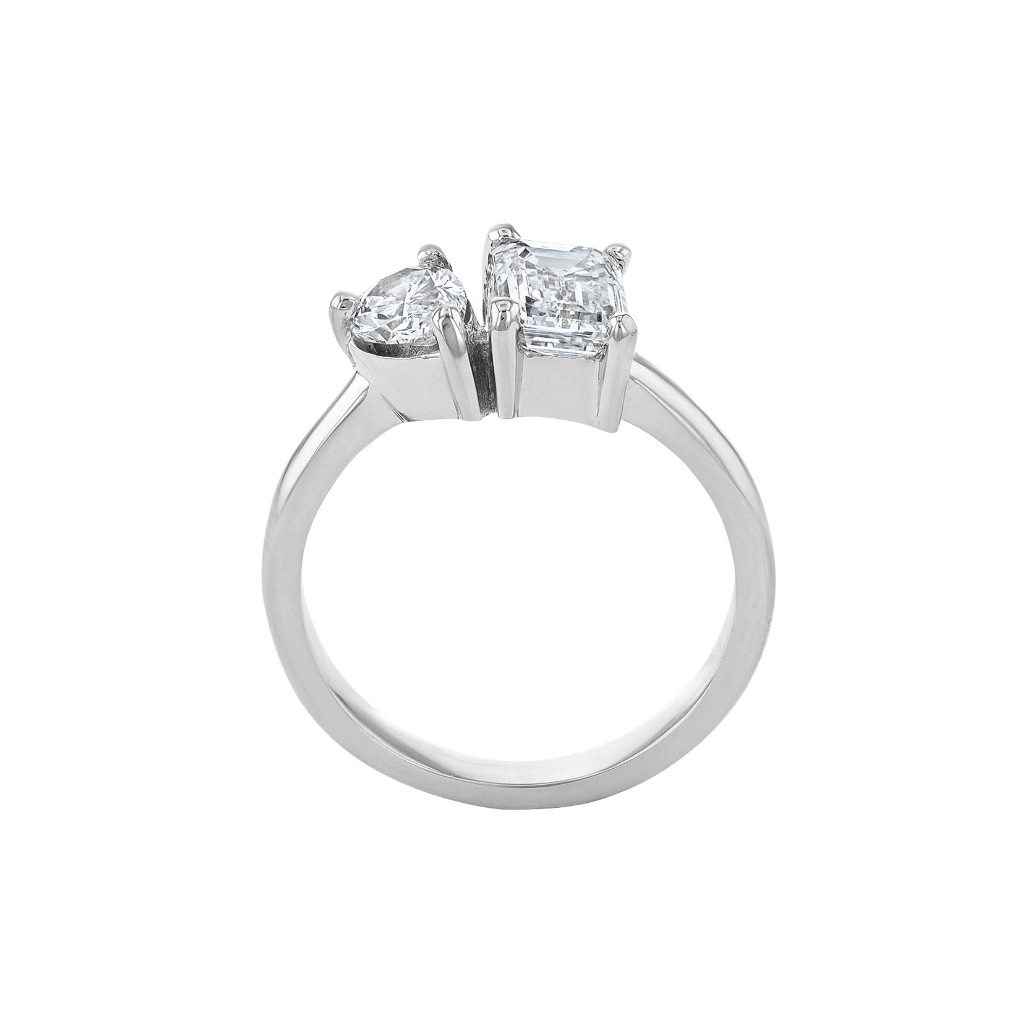 Toi Et Moi Emerald and Pear Diamond Ring