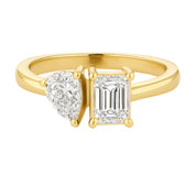 Toi Et Moi Emerald and Pear Diamond Ring