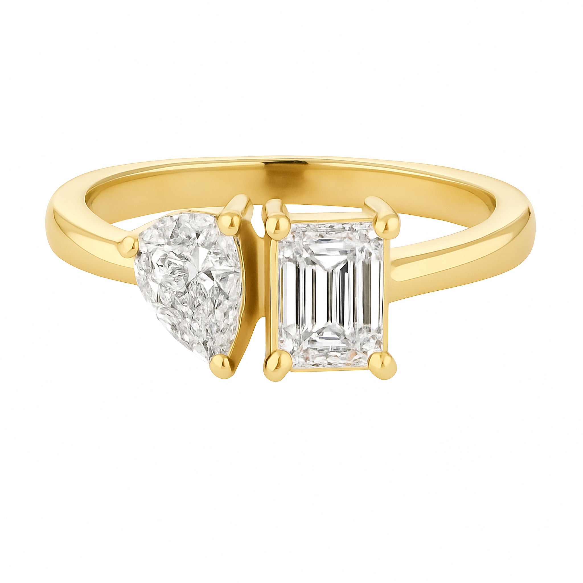 Toi Et Moi Emerald and Pear Diamond Ring