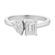 Toi Et Moi Emerald and Pear Diamond Ring