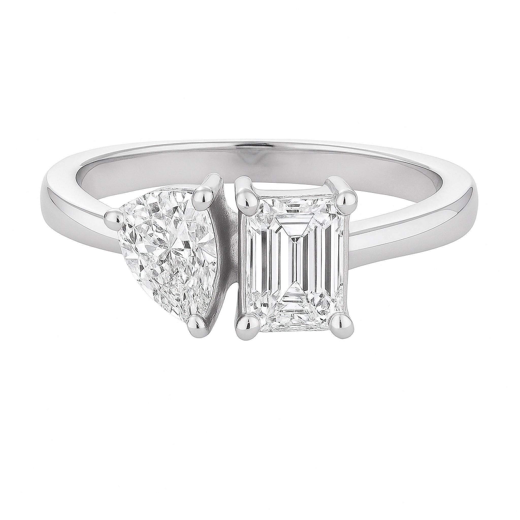 Toi Et Moi Emerald and Pear Diamond Ring