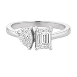 Toi Et Moi Emerald and Pear Diamond Ring
