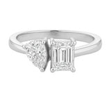 Toi Et Moi Emerald and Pear Diamond Ring