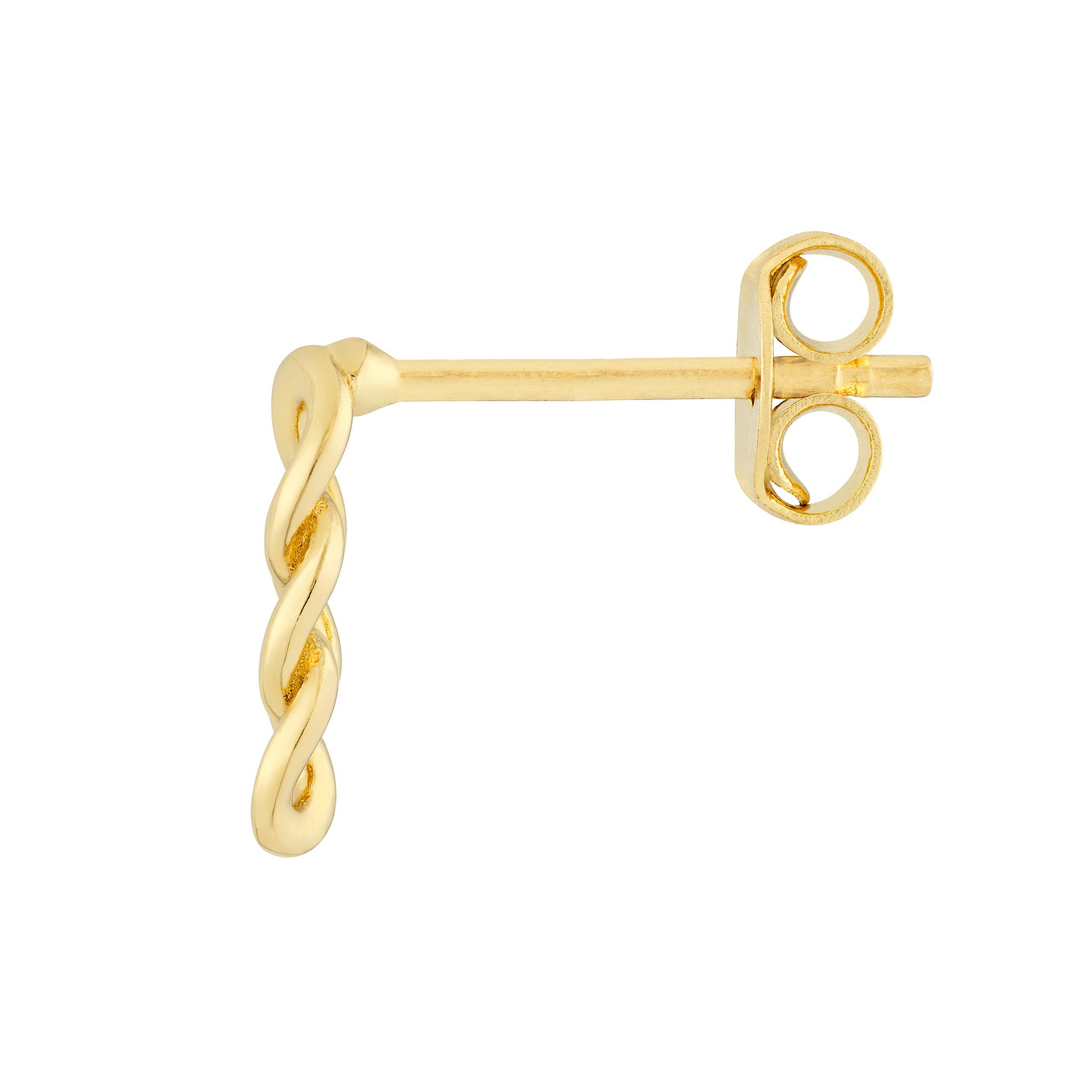 14K gold twisted stud earring with secure back, timeless fine jewelry for everyday wear