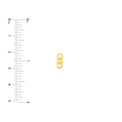 14K gold chain link charm beside ruler for scale, fine jewelry detail
