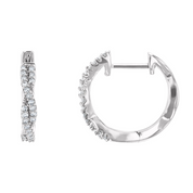 14K gold diamond hoop earrings with pave setting, timeless fine jewelry for everyday wear