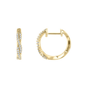 14K gold hoop earrings with diamond accents, elegant everyday fine jewelry