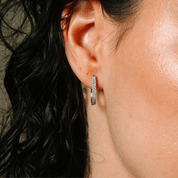 Two-Tone Double Row Diamond Hoop Earrings