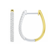 Two-Tone Double Row Diamond Hoop Earrings
