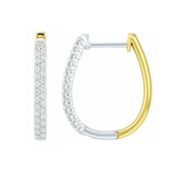 Two-Tone Double Row Diamond Hoop Earrings