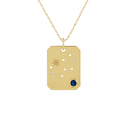 14K gold constellation pendant necklace with sapphire and diamond accents, star engraving, everyday fine jewelry