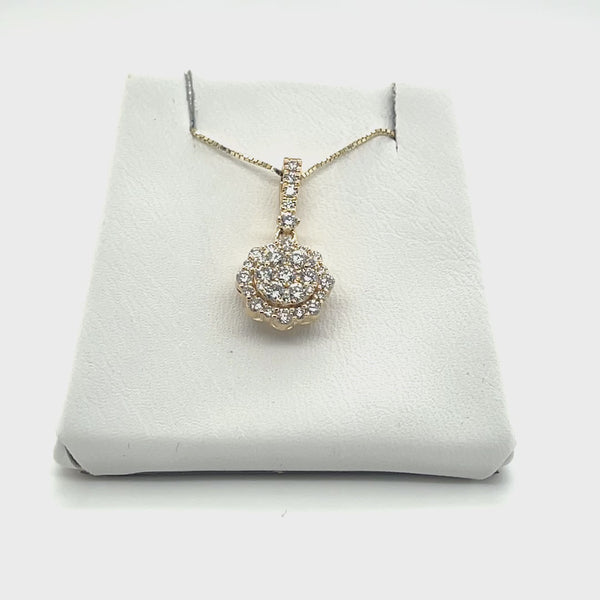 Diamond Pavè Flower Teardrop Pendant Necklace