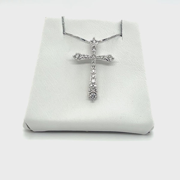 Graduated Diamond Cross Necklace
