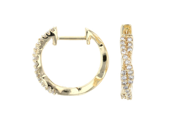 Twist Diamond Hoop Earrings 14K Yellow Gold
