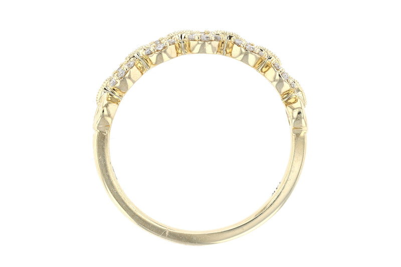 Petite Milgrain Chain-link Diamond Fashion Ring 14K Yellow Gold