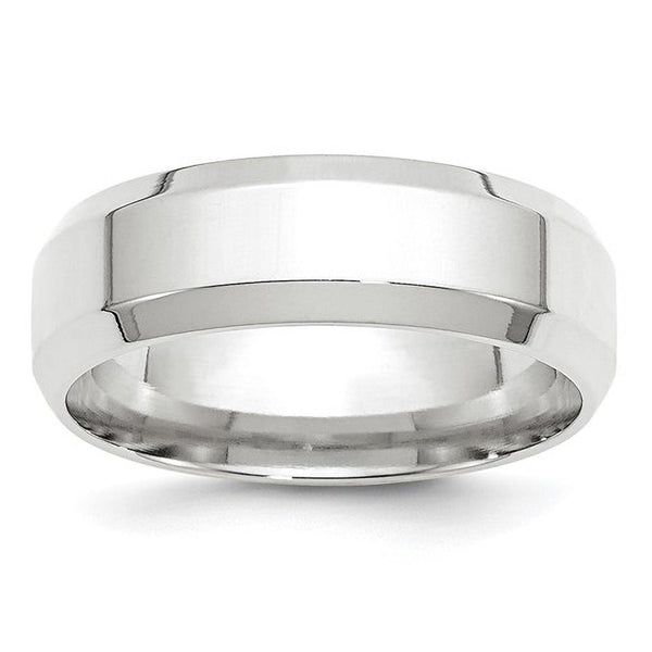 Beveled Edge Comfort Fit Men's Wedding Band 14K White Gold 7mm - The Brothers Jewelry Co.