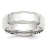 Beveled Edge Comfort Fit 7mm Men's Wedding Band 14k White Gold