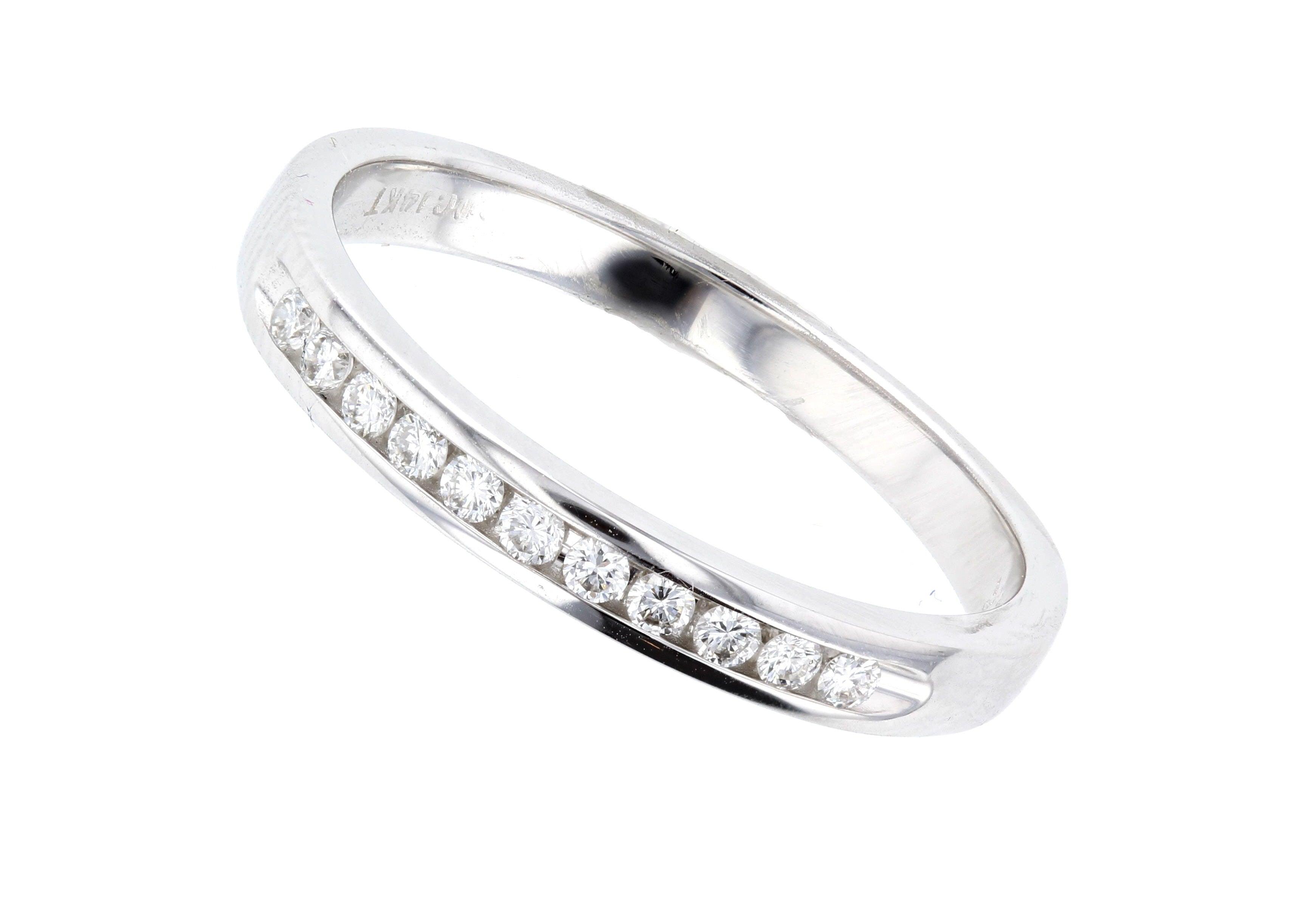 Channel Set Round Diamond Wedding Ring in 14k White Gold - Iris + Mill