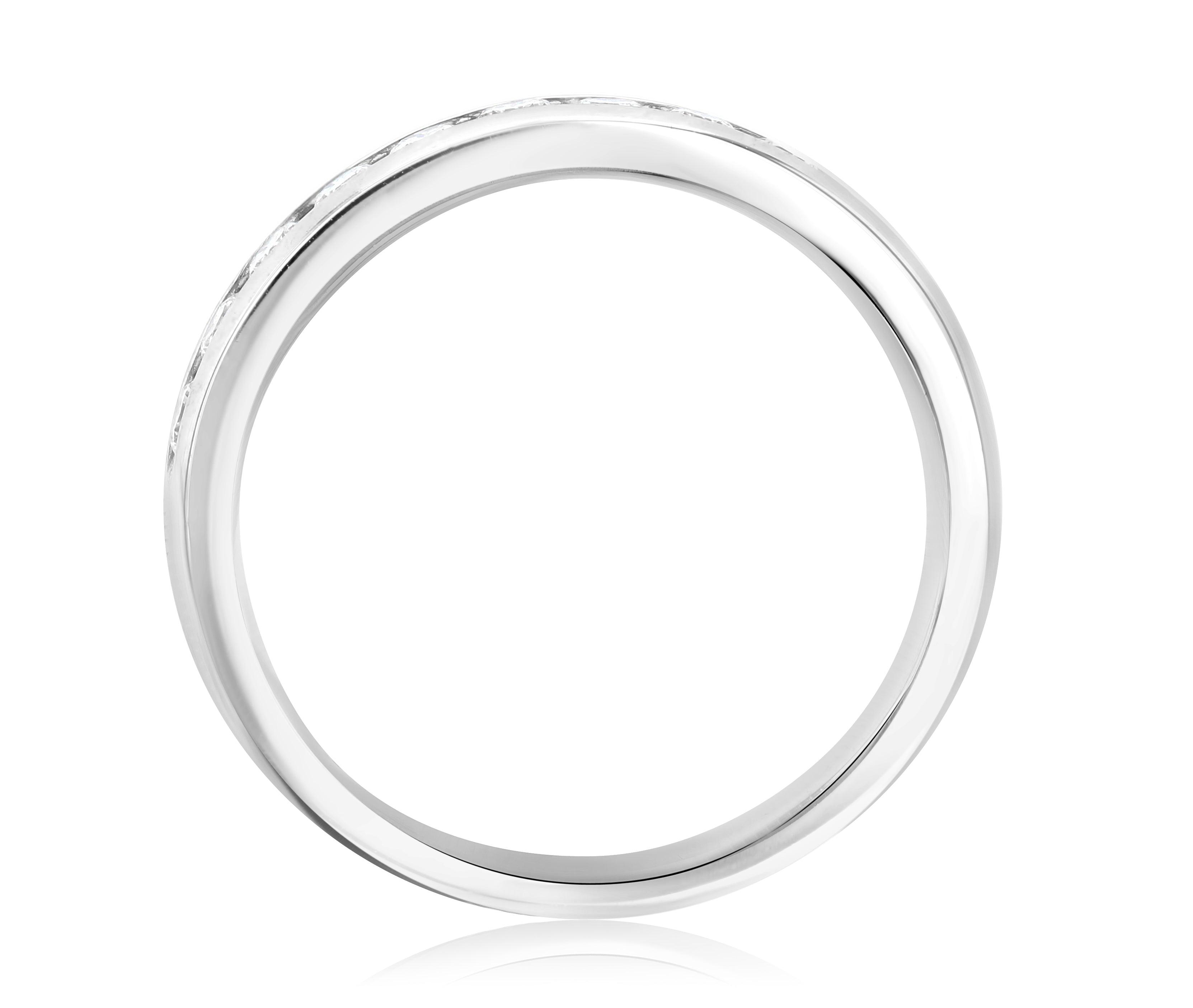Channel Set Round Diamond Wedding Ring in 14k White Gold - Iris + Mill