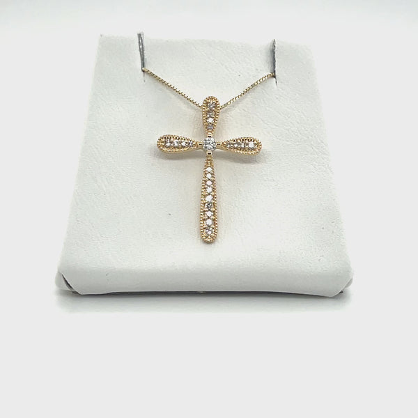 Diamond Milgrain Cross Necklace