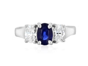 Diamond and Sapphire Three-Stone Oval Engagement Ring in 14k White Gold (1.65 ct. tw.) - Iris + Mill