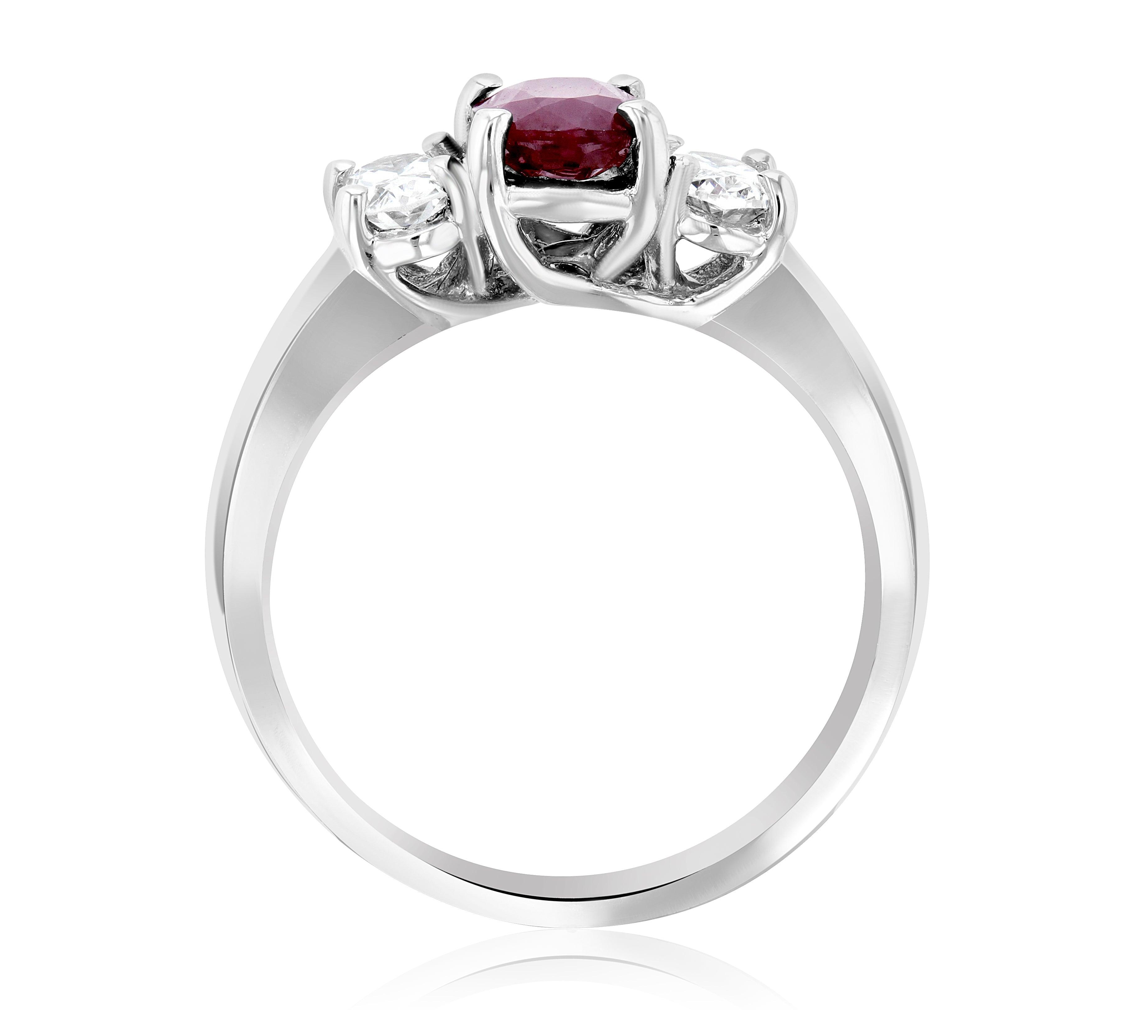 Diamond and Sapphire Three-Stone Oval Engagement Ring in 14k White Gold (1.65 ct. tw.) - Iris + Mill