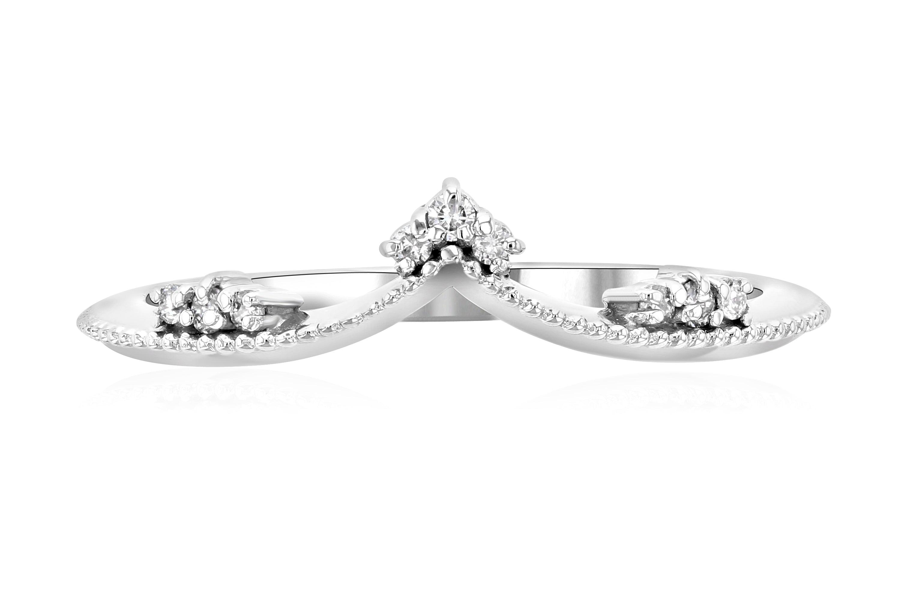Diamond Cluster Chevron Ring in 14k White Gold - Iris + Mill