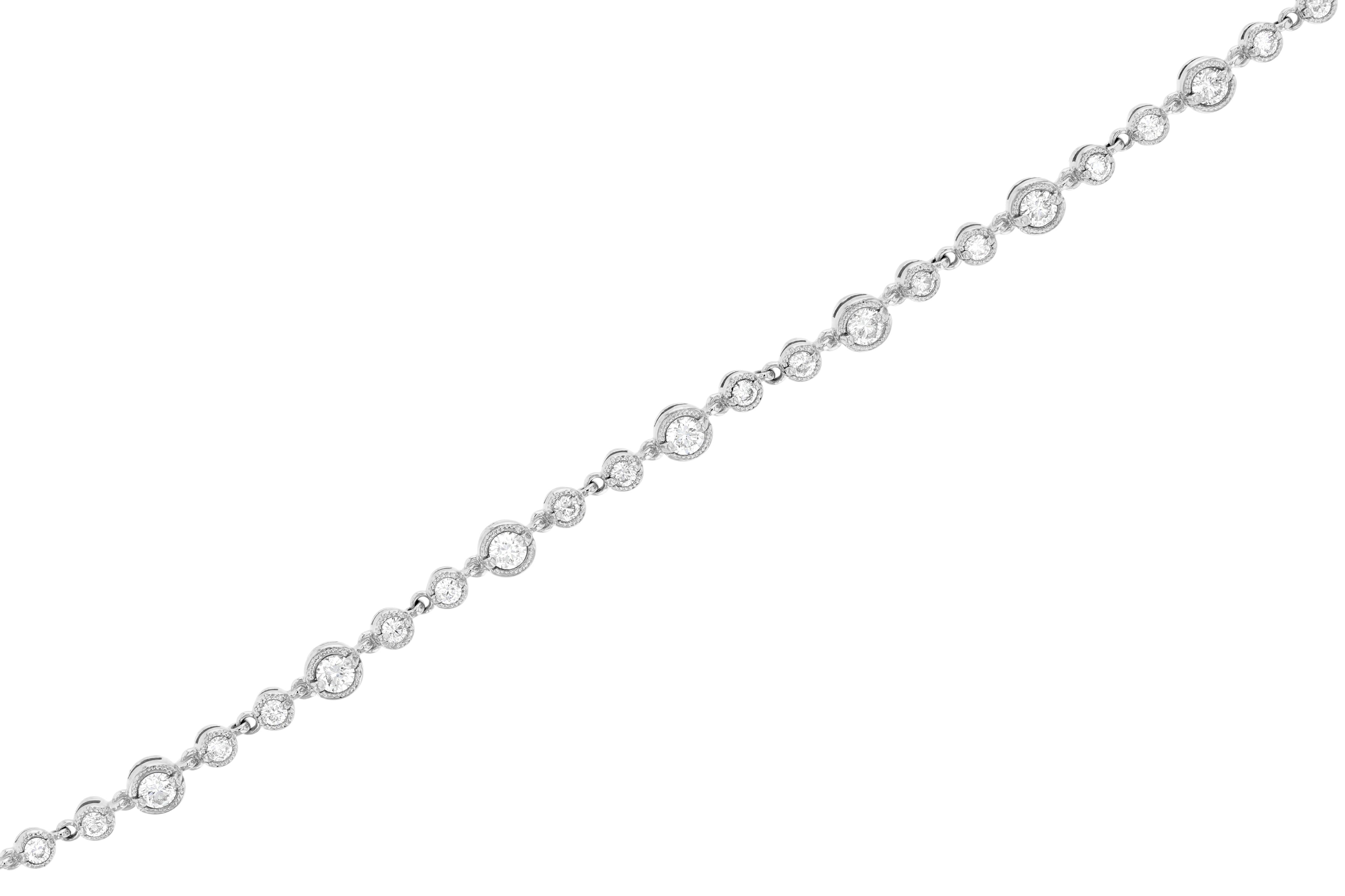 Diamond Milgrain Tennis Bracelet in 14k White Gold (1.80 ct. tw.) - Iris + Mill