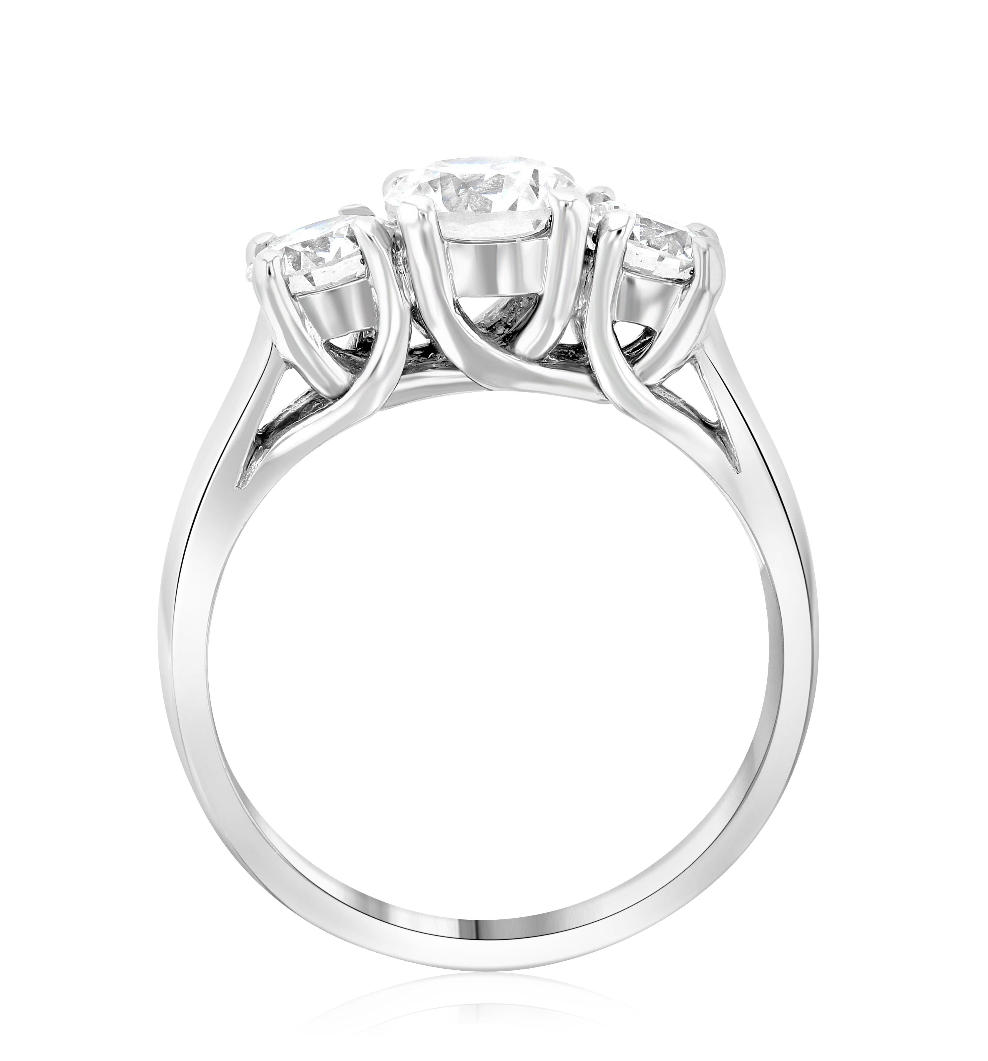 Diamond Three-Stone Engagement Ring in 14k White Gold (1.50 ct. tw.) - Iris + Mill