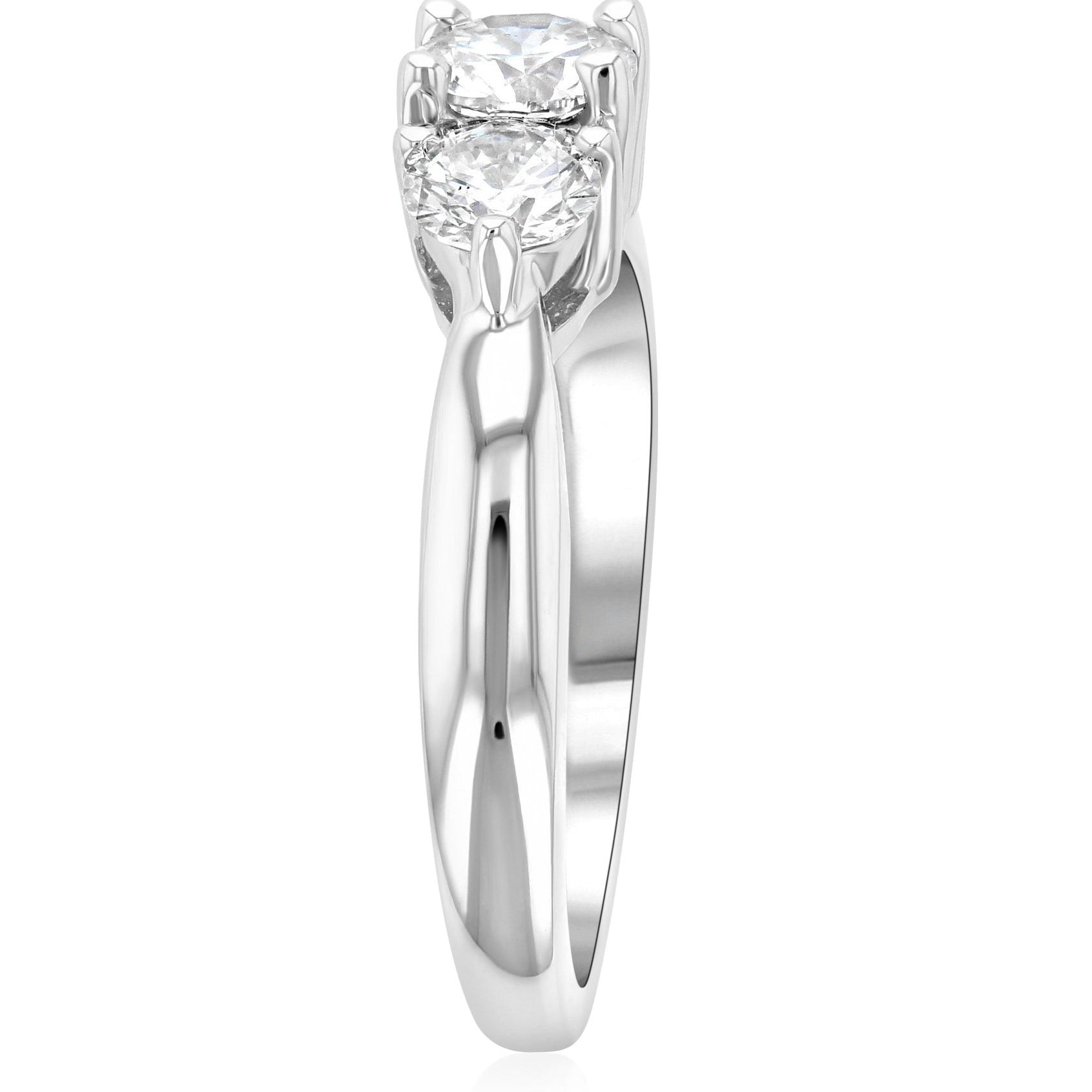Diamond Three-Stone Shared Prong Engagement Ring in 14k White Gold (1 ct. tw.)