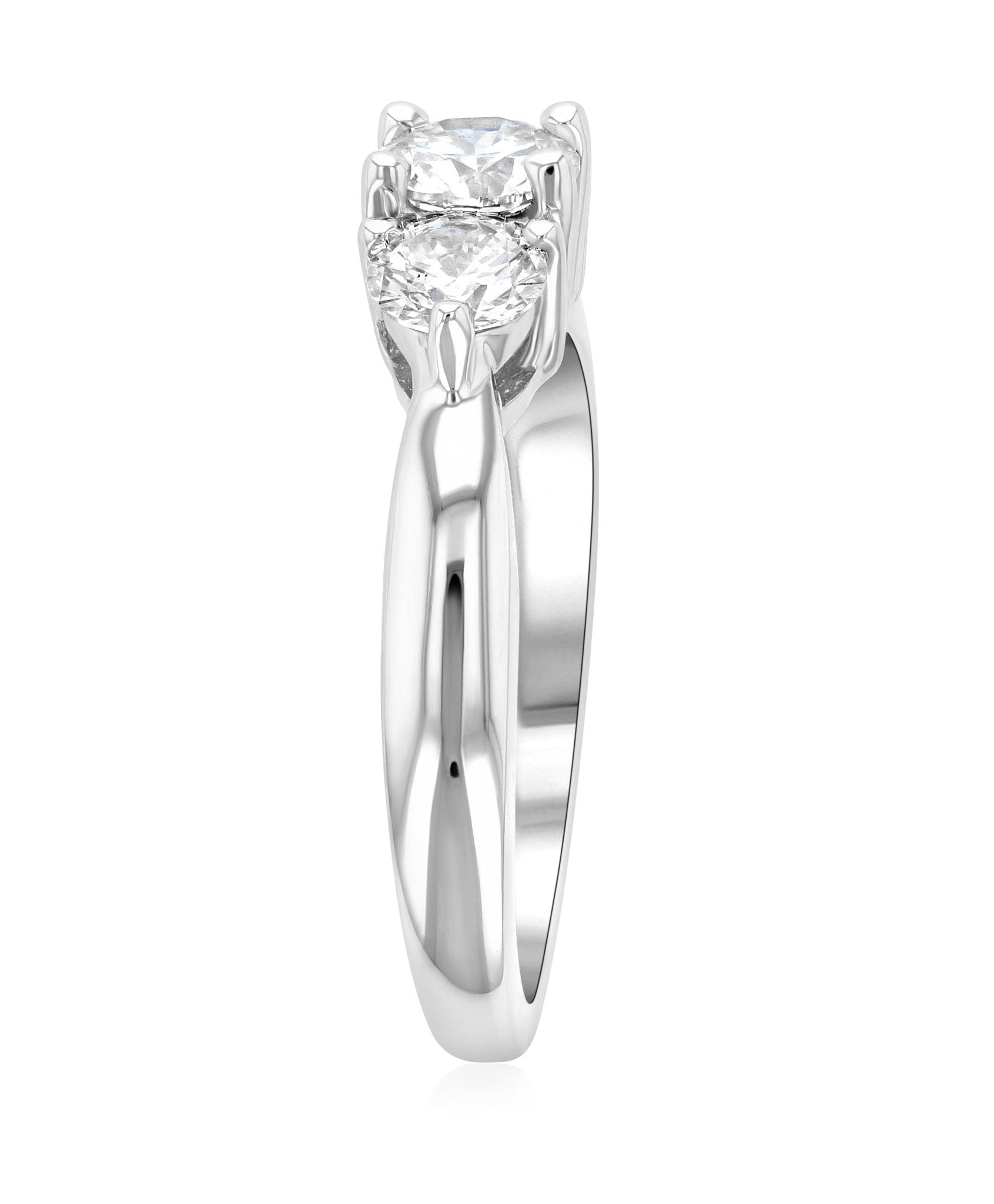 Diamond Three-Stone Shared Prong Engagement Ring in 14k White Gold (1 ct. tw.)