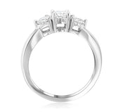 Diamond Three-Stone Shared Prong Engagement Ring in 14k White Gold (1 ct. tw.)