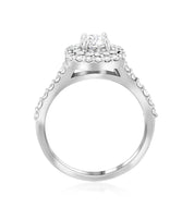 Double Halo Diamond Engagement Ring in 14k White Gold - Iris + Mill