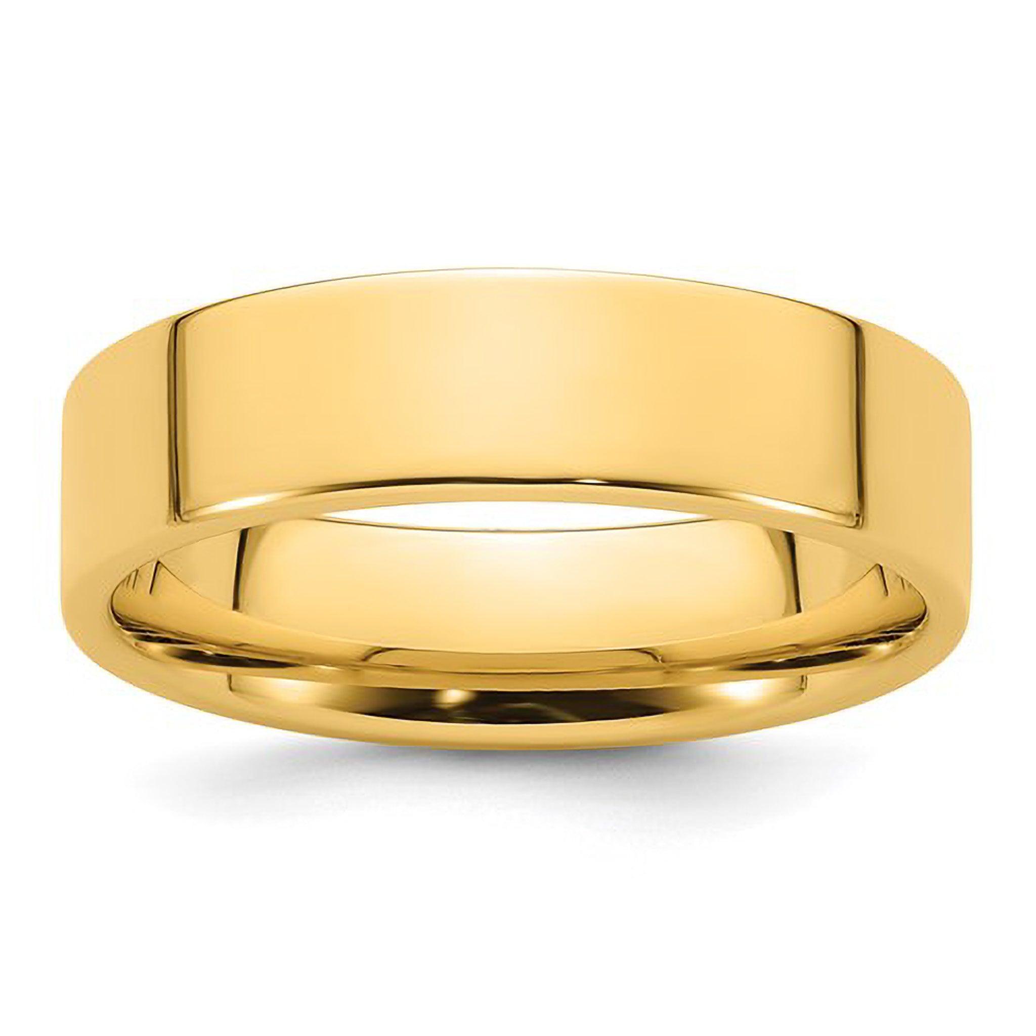 Flat Comfort Fit 6mm Men's Wedding Band 14k Yellow Gold