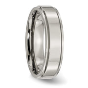 Flat Ridged Edge Polished 6mm Titanium Men's Wedding Band - Iris + Mill
