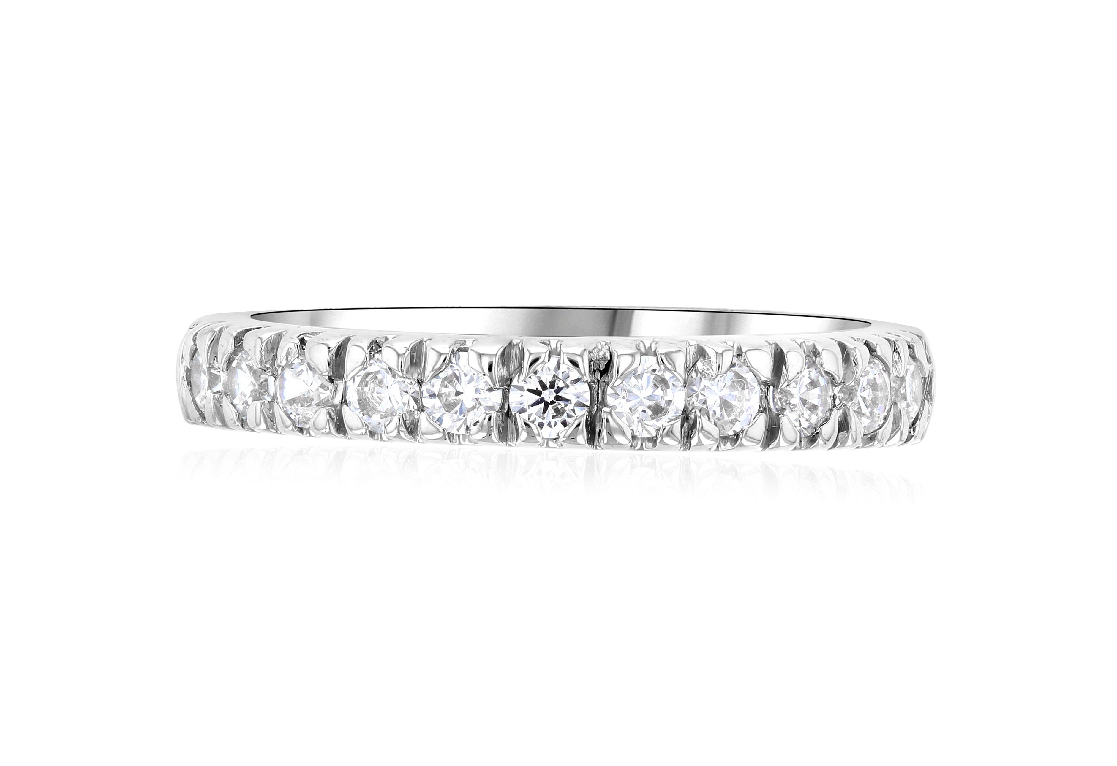 French Pavè Set Round Diamond Wedding Ring in 14k White Gold (0.50 ct. tw.) - Iris + Mill