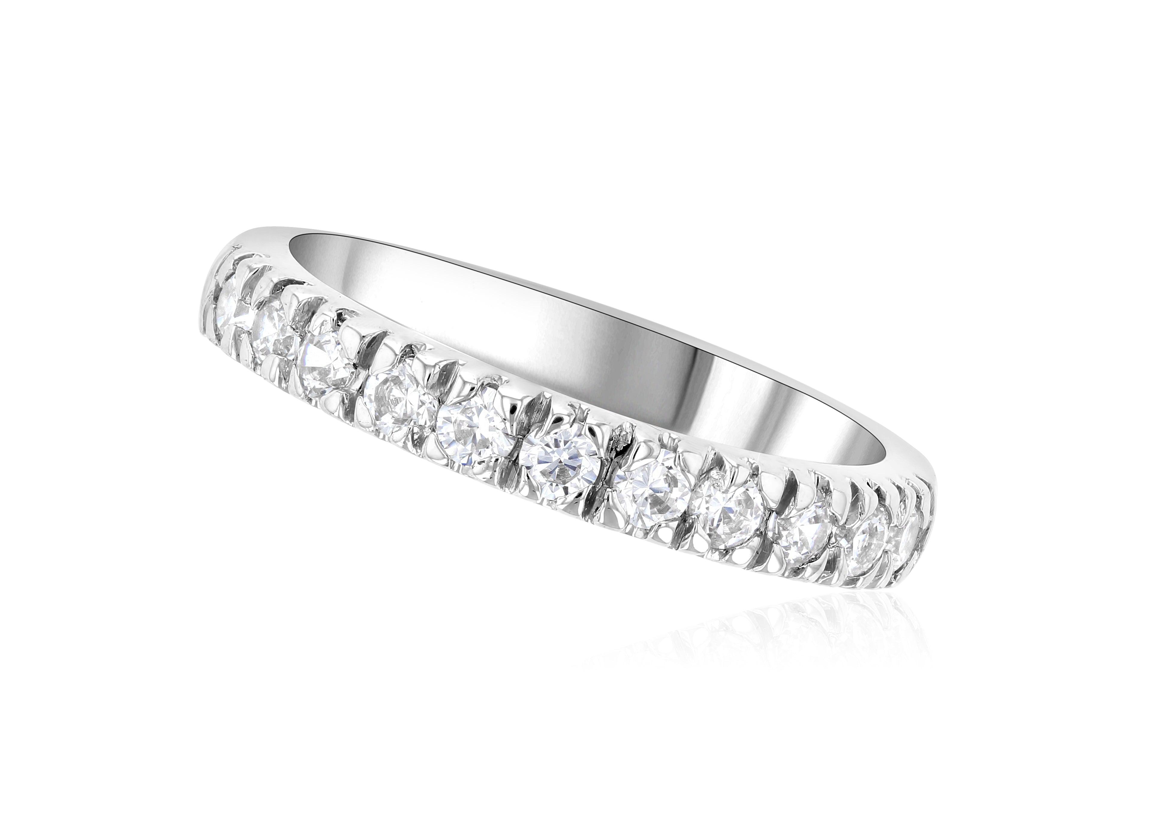 French Pavè Set Round Diamond Wedding Ring in 14k White Gold (0.50 ct. tw.) - Iris + Mill