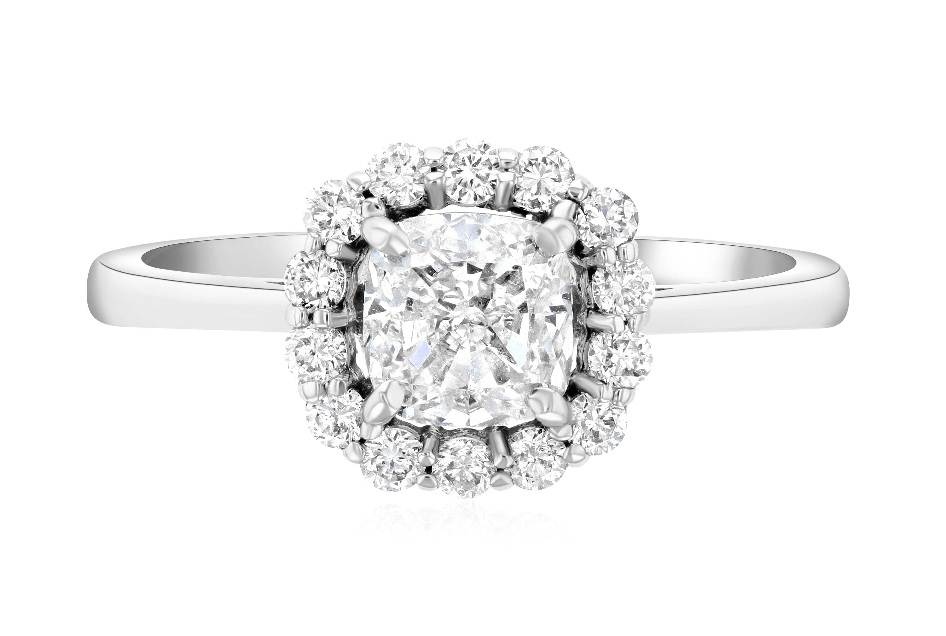 Halo Cushion Diamond Engagement Ring in 14k White Gold (1.28 ct. tw.) - Iris + Mill