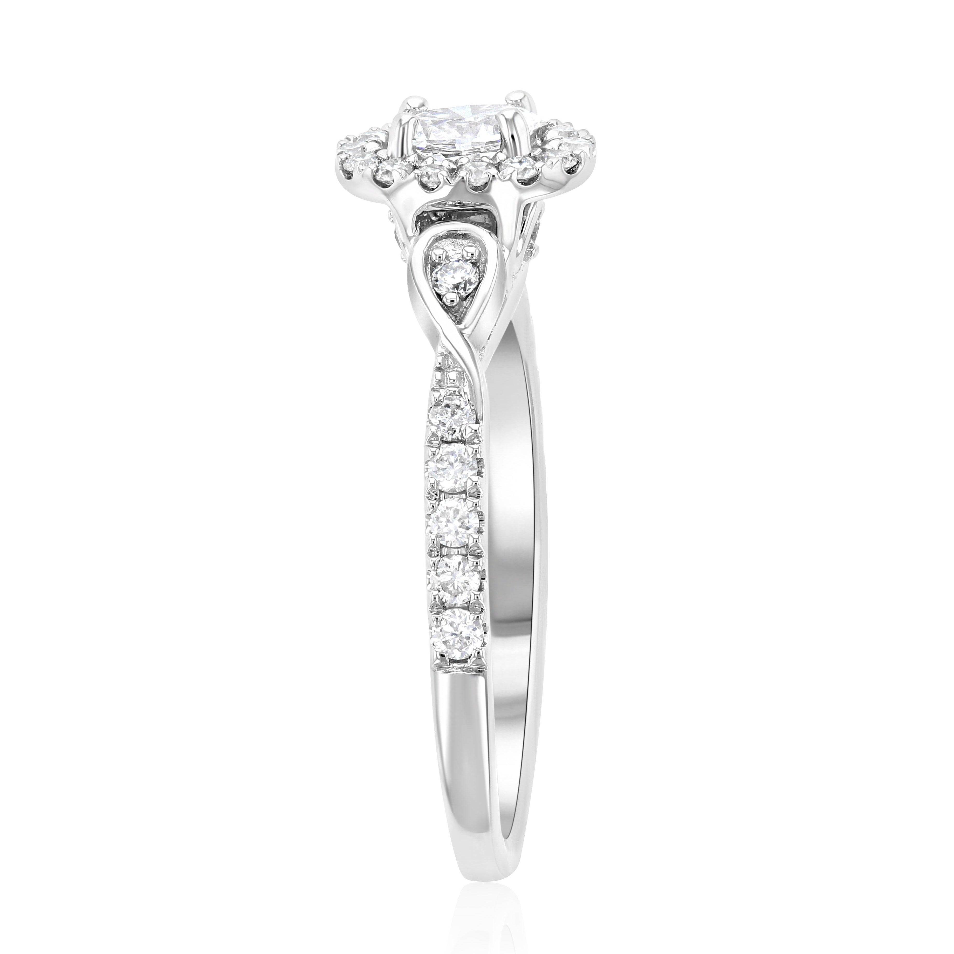 Halo Infinity Oval Diamond Engagement Ring in 14k White Gold (.56 ct. tw.) - Iris + Mill