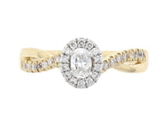 Halo Oval Diamond Engagement Ring 14k Two-tone Gold Twisted Band - Iris + Mill