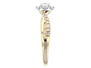 Halo Oval Diamond Engagement Ring 14k Two-tone Gold Twisted Band - Iris + Mill
