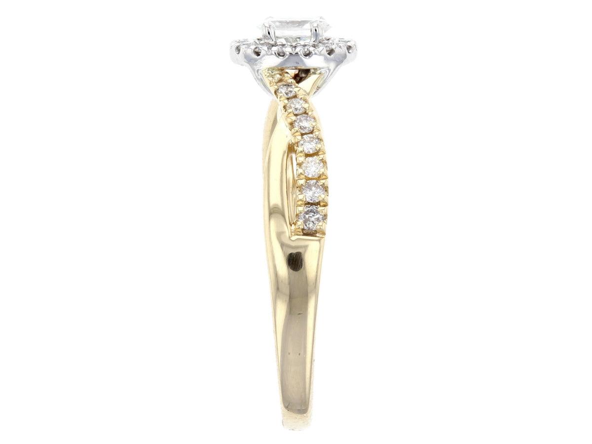Halo Oval Diamond Engagement Ring 14k Two-tone Gold Twisted Band - Iris + Mill