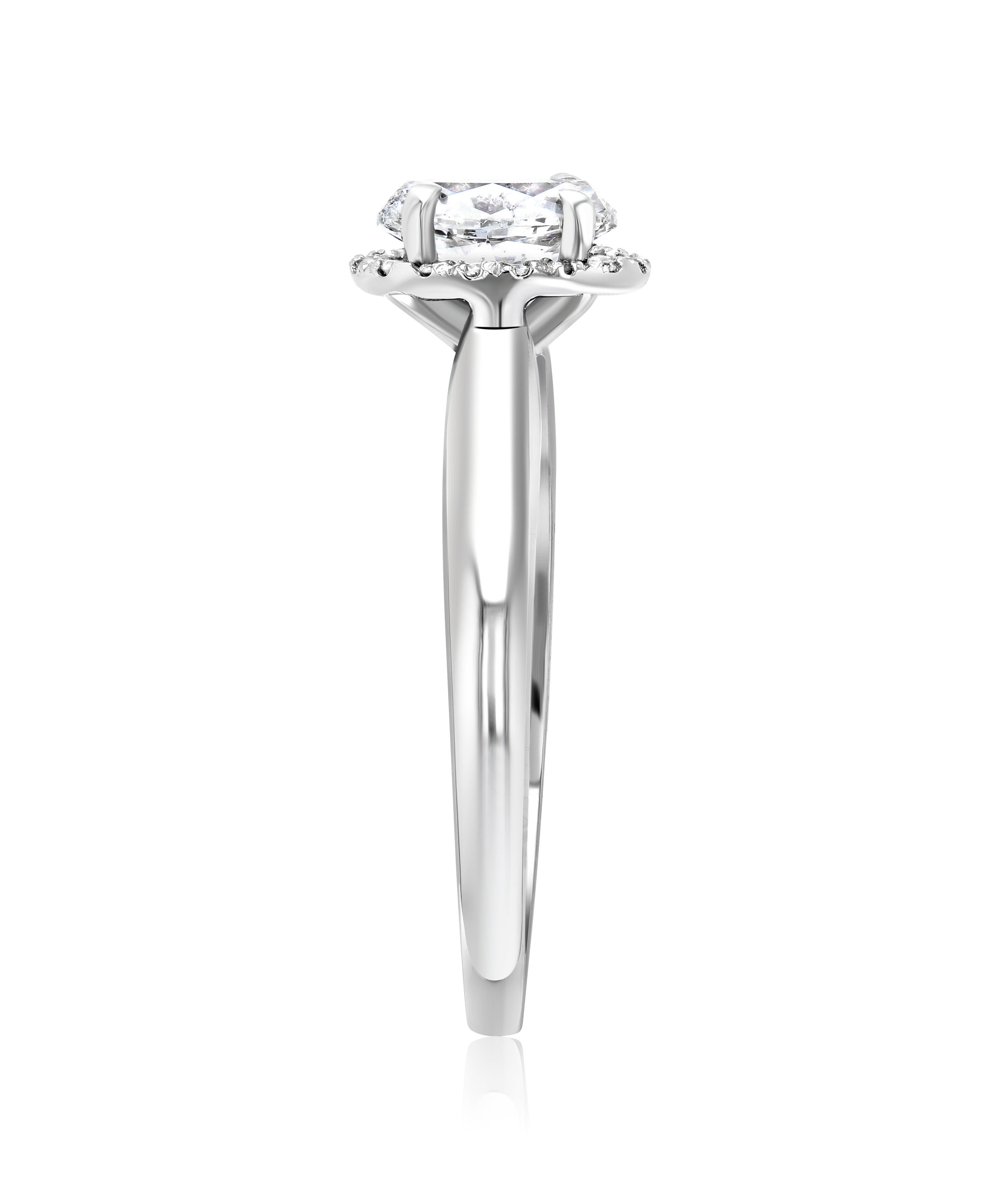 Halo Oval Diamond Engagement Ring in 14k White Gold (7/8 ct. tw.) - Iris + Mill