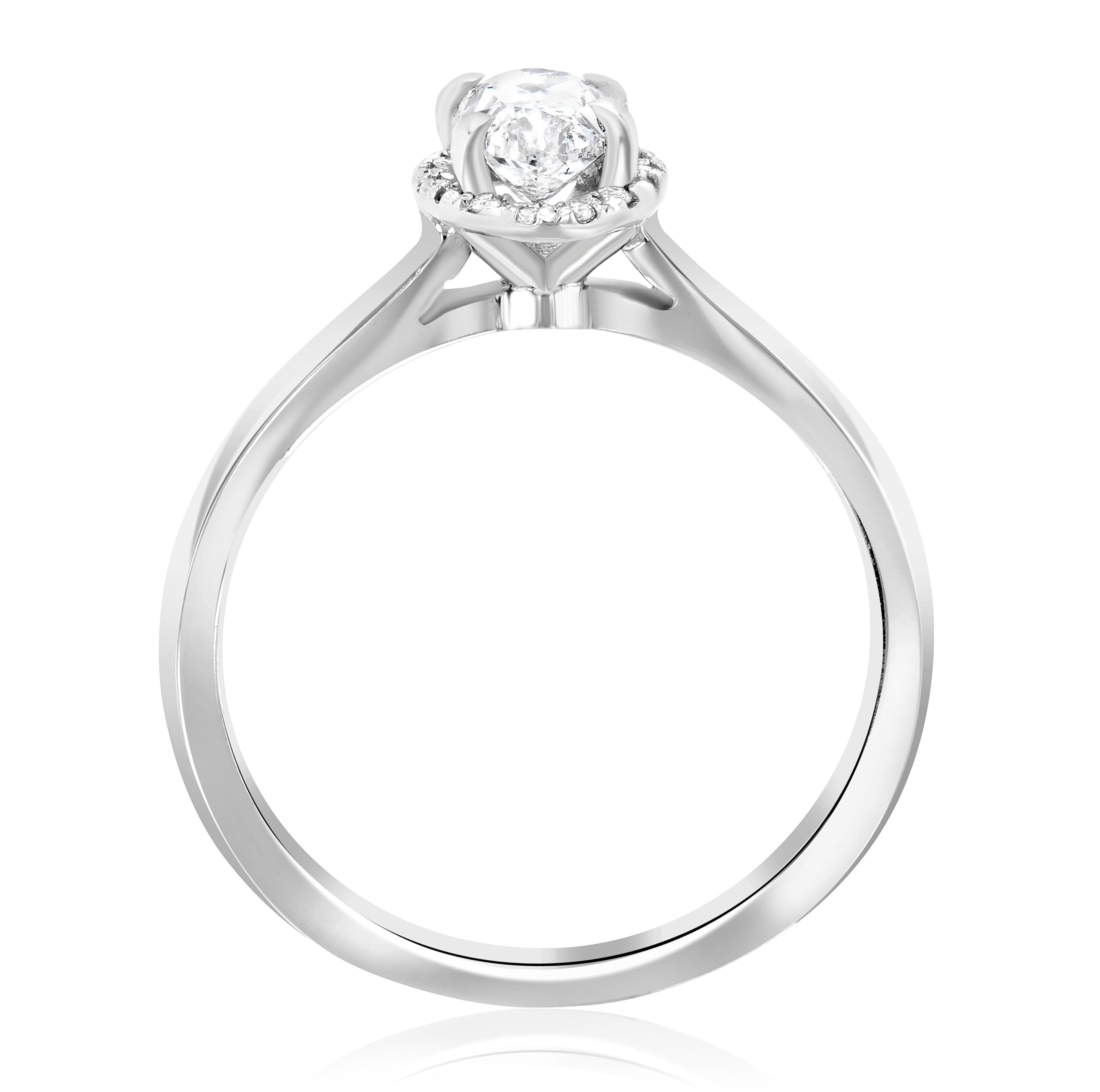 Halo Oval Diamond Engagement Ring in 14k White Gold (7/8 ct. tw.) - Iris + Mill