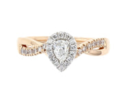 Halo Pear Cut Diamond Engagement Ring Gold Twisted Band (0.45 ct. tw.) - Iris + Mill
