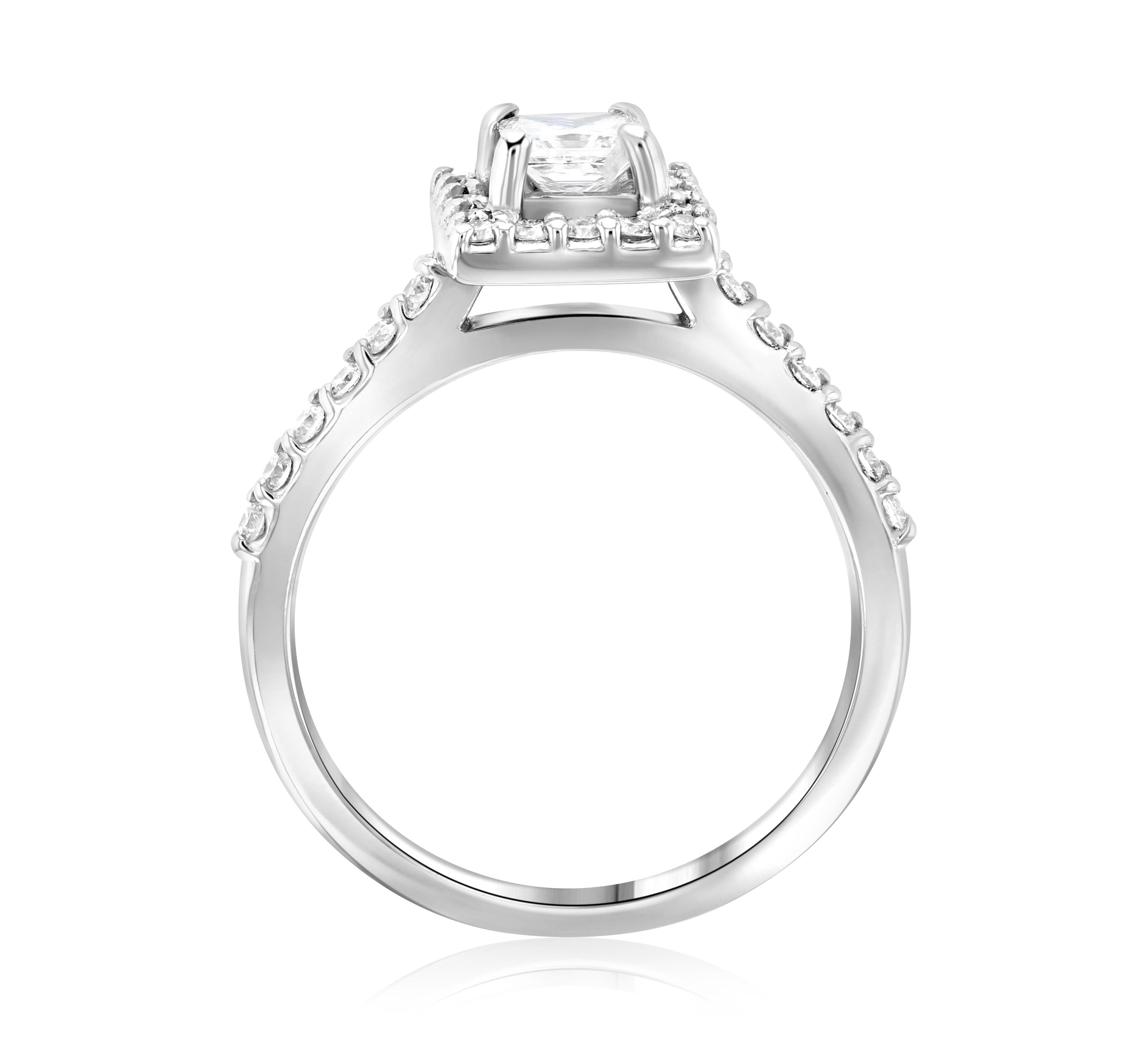 Halo Princess Diamond Engagement Ring in 14k White Gold (.76 ct. tw.) - Iris + Mill