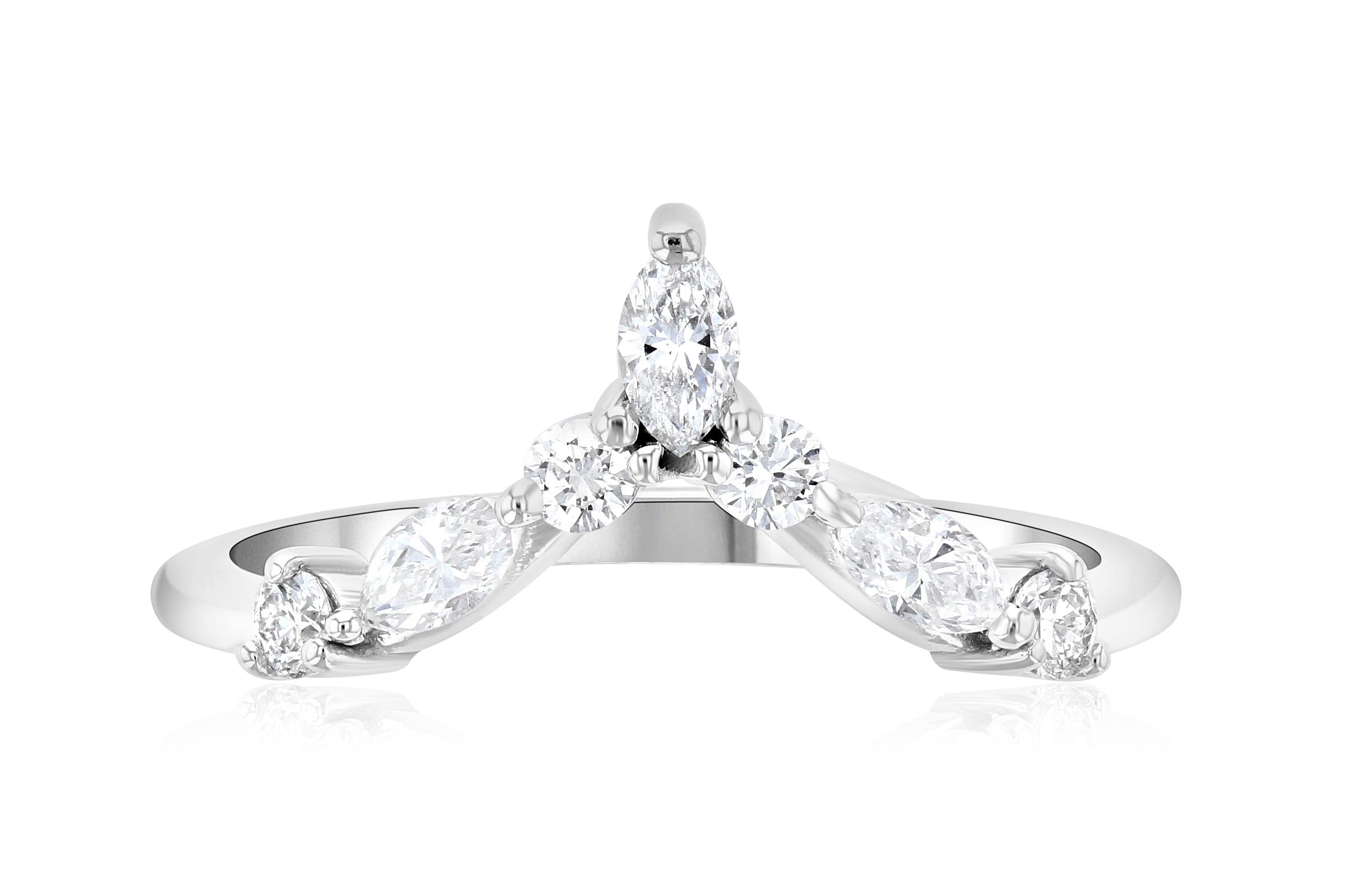 Marquise Diamond Chevron Ring in 14k White Gold (0.40 ct. tw.) - Iris + Mill