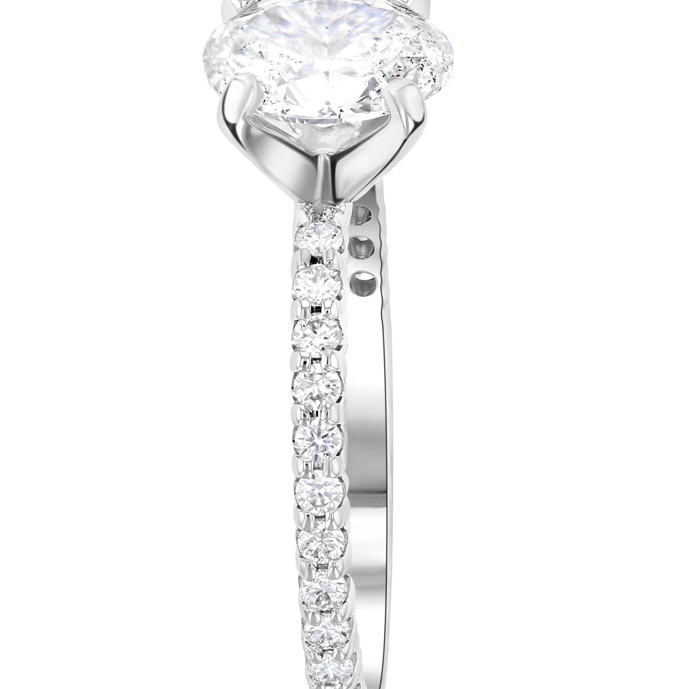 Micro Pavé Oval Cut Diamond Solitaire Engagement Ring in 14k White Gold - Iris + Mill