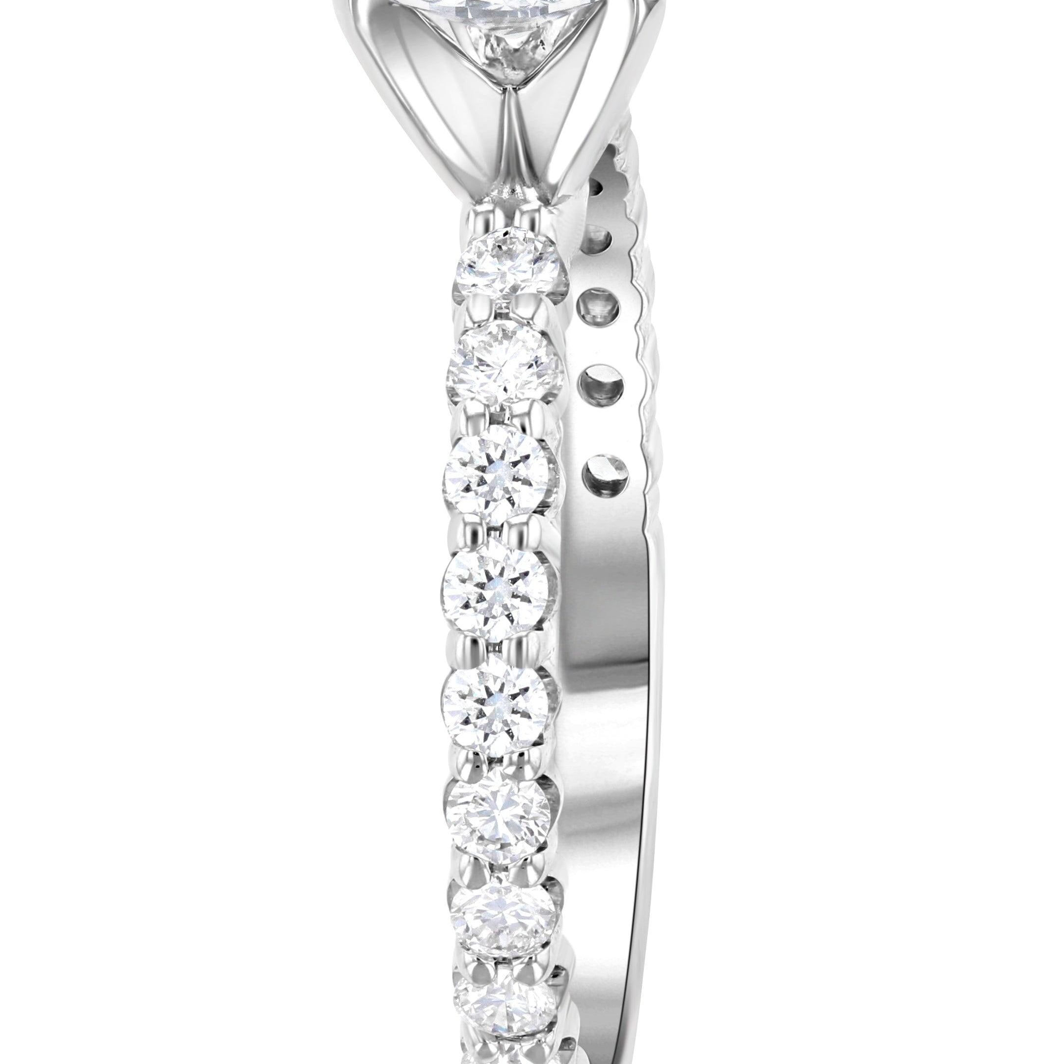 Micro Pavé Round Diamond Solitaire Engagement Ring in 14k White Gold - Iris + Mill