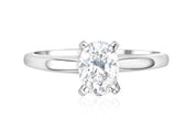 Oval Cut Diamond Solitaire Engagement Ring in 14k White Gold